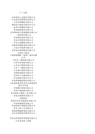 王亮国内主要轮胎厂商中英文品牌