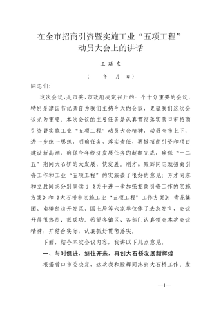 王延东书记在招商引资上项目大会上的讲话22