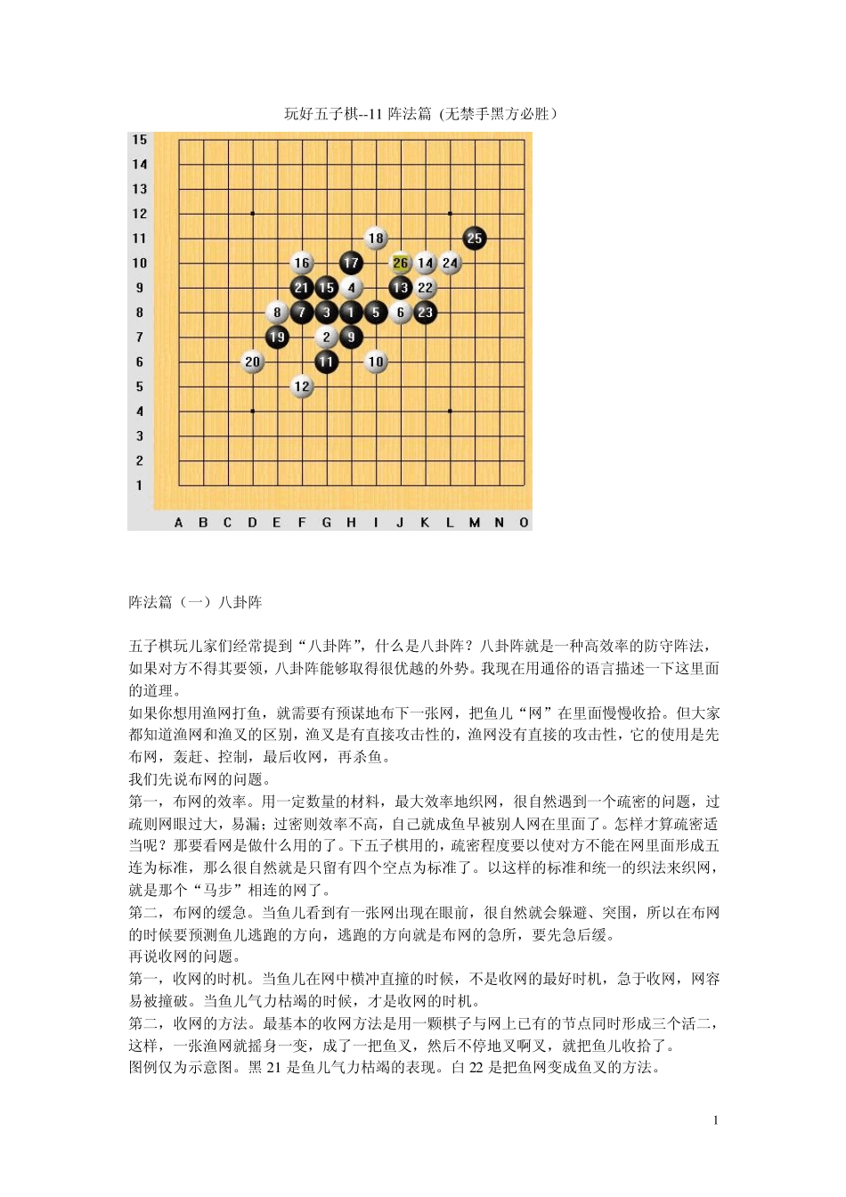 玩好五子棋11阵法篇(无禁手黑方必胜)_第1页