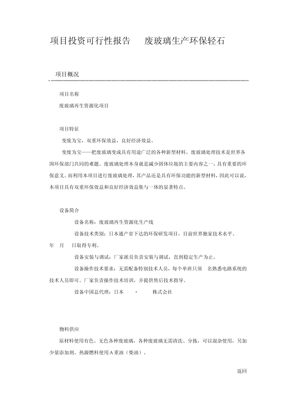 环保轻石项目投资可行性报告_第1页