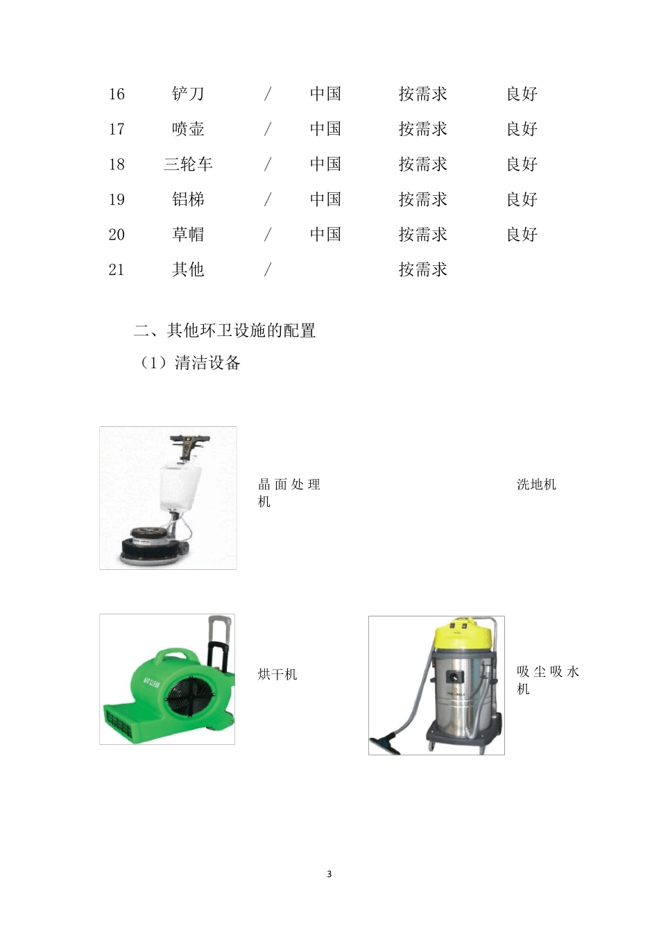 环卫一体化项目设备、车辆配置计划_第3页
