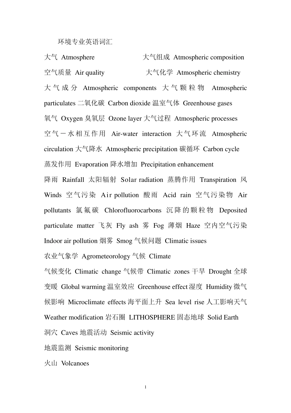 环境专业英语词汇_第1页