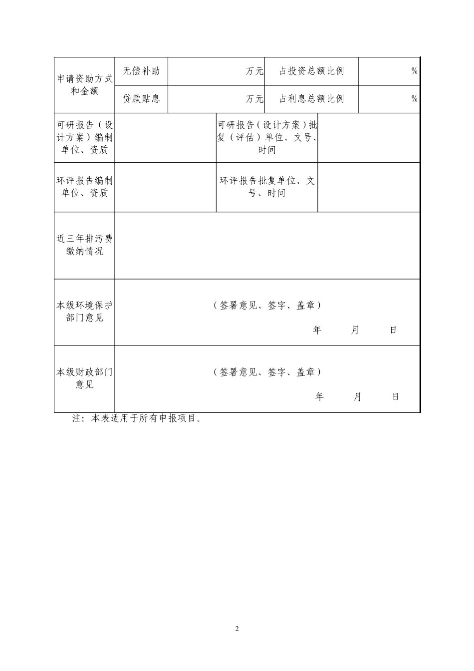 环境保护专项资金申报项目基本信息表_第2页