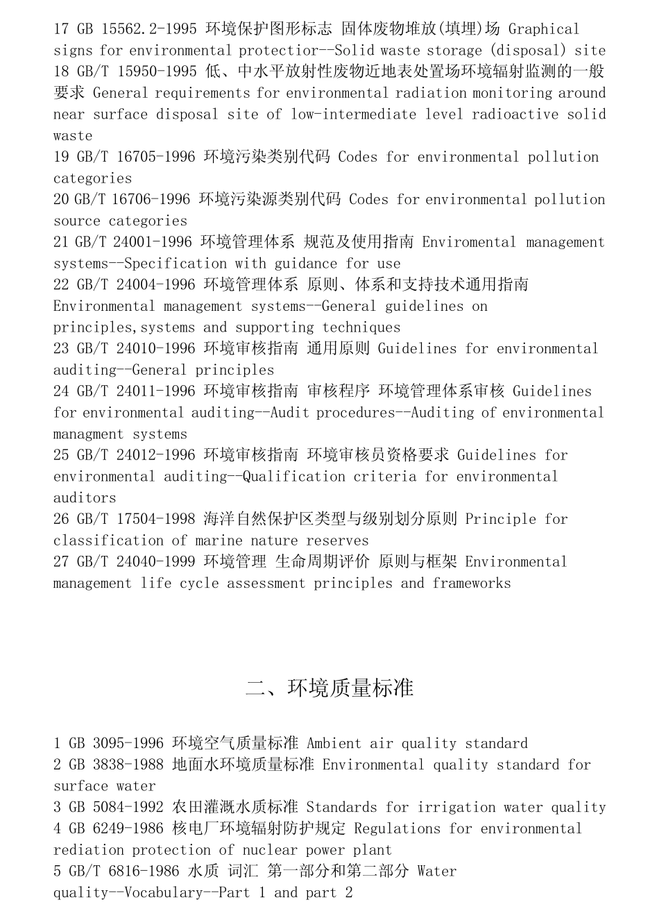 环境保护综合相关标准目录_第2页