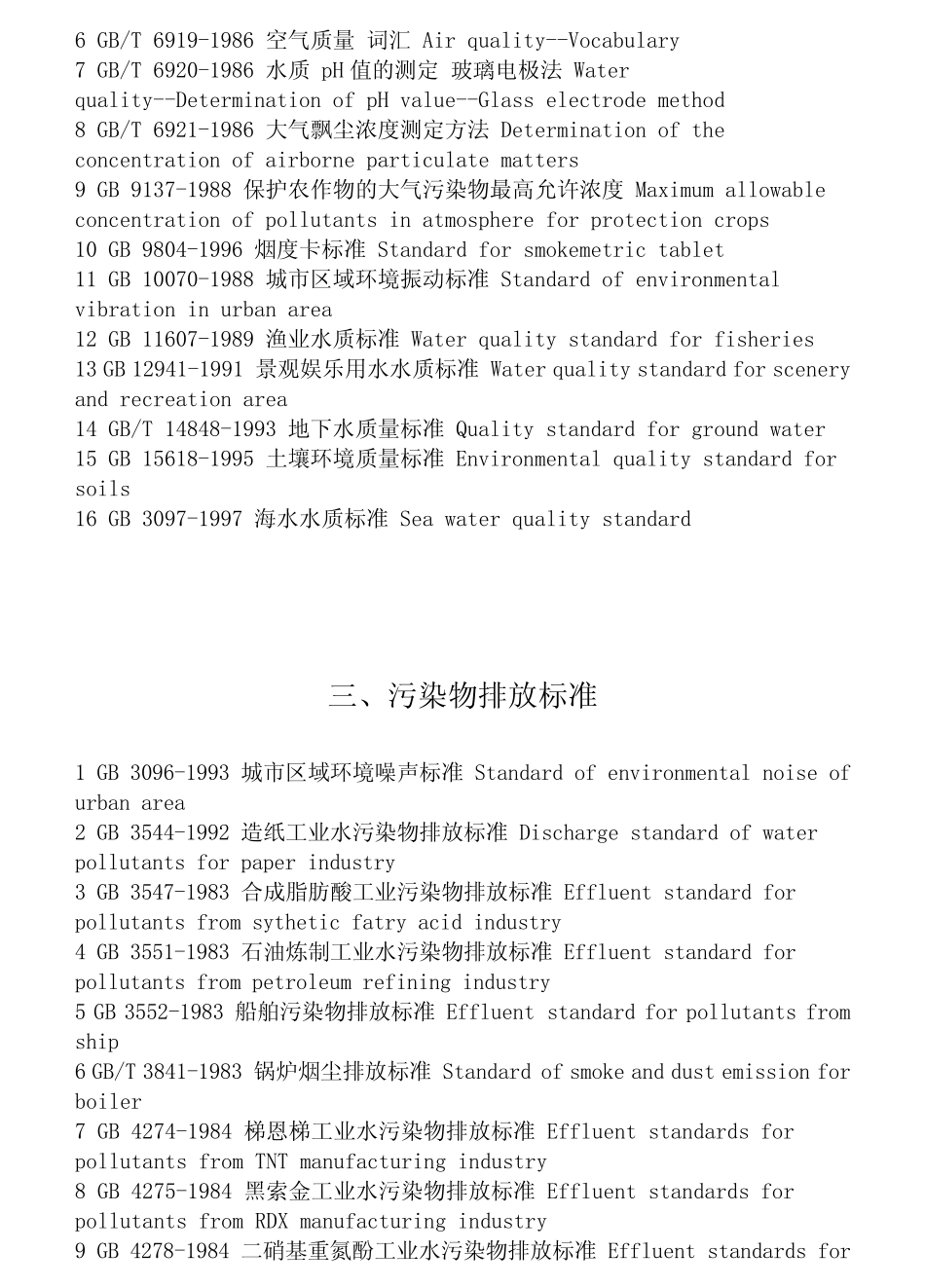 环境保护综合相关标准目录_第3页