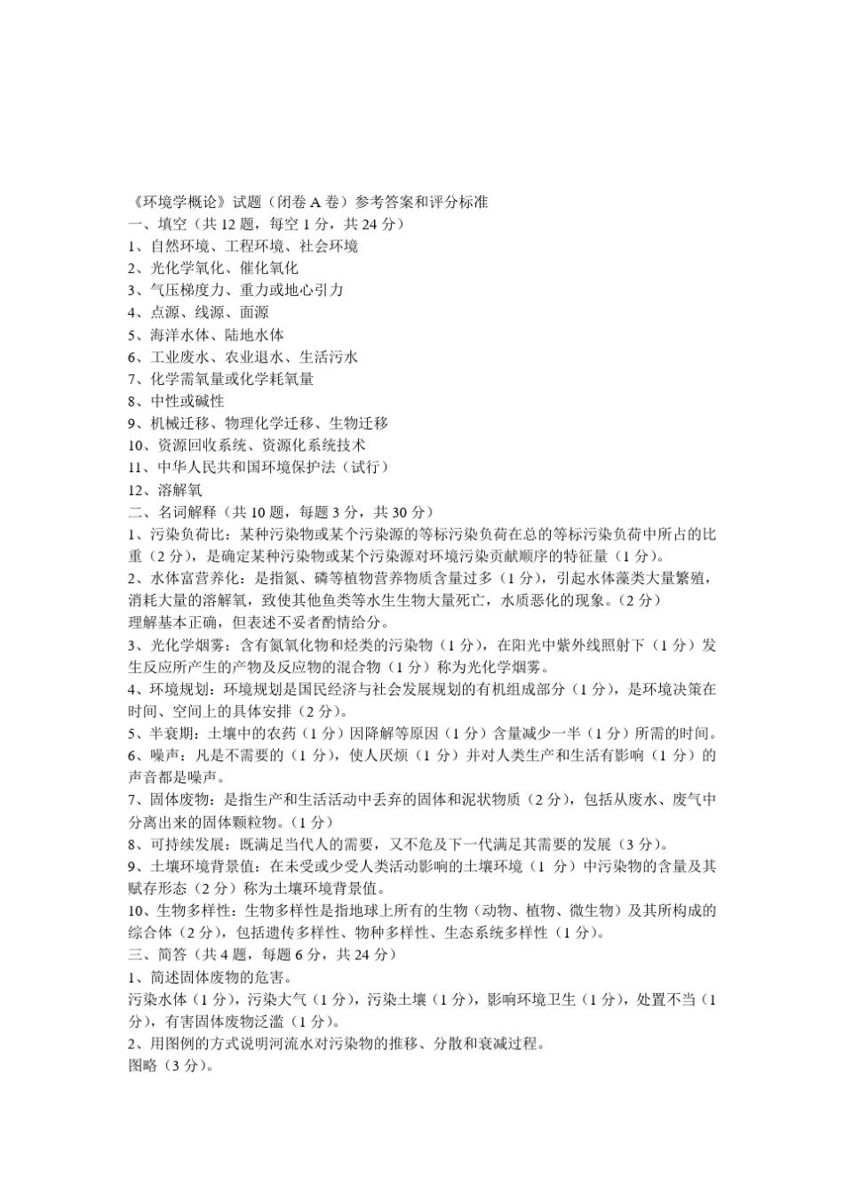 环境学考试试卷及参考答案_第3页