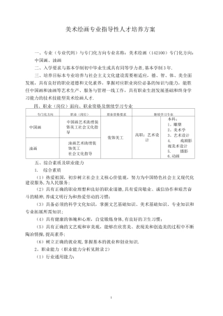 中等职业教育美术绘画专业指导性人才培养方案