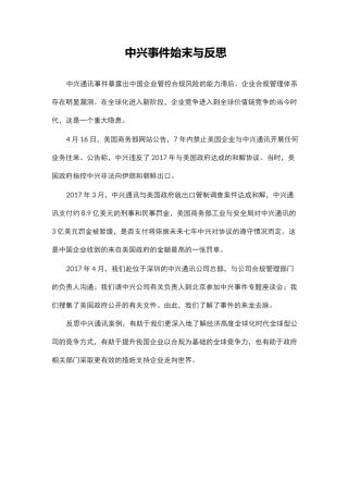 中兴事件始末与反思