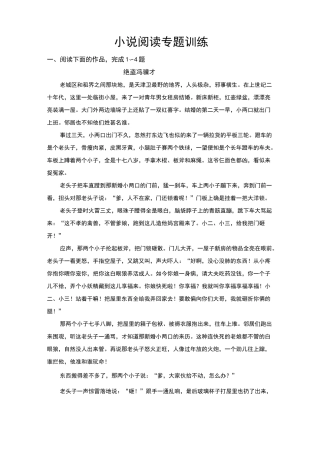 小说阅读专题训练