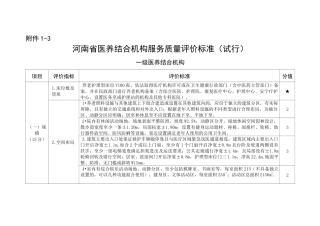 河南省医养结合机构服务质量评价标准(一级医养结合机构)