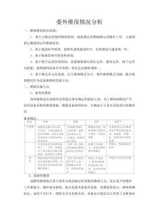 地铁委外维保情况