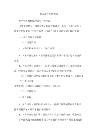 担保公司业务操作细化指引