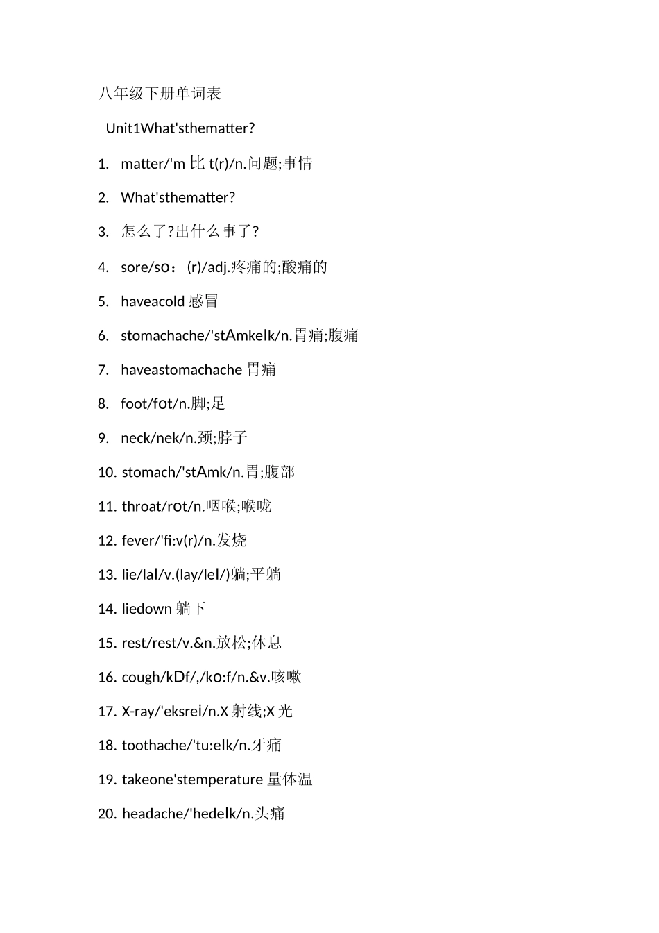 八年级下册单词表_第1页