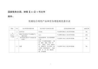 资源综合利用产品和劳务增值税优惠目录