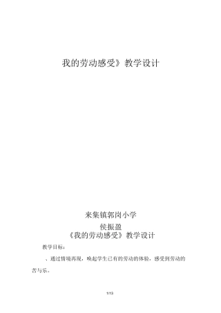 《我的劳动感受》教案设计