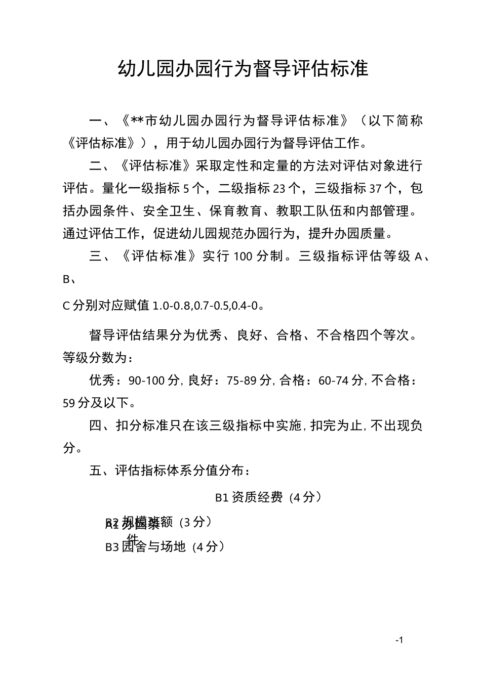 幼儿园办园行为督导标准_第1页