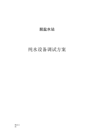 除盐水站纯水设备调试方案