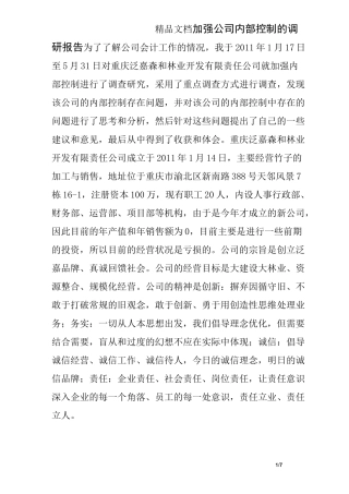 加强公司内部控制的调研报告