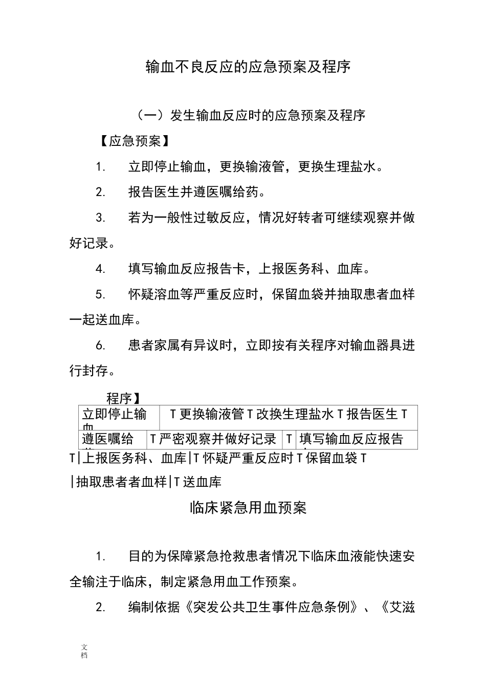 输血不良反应应急预案的_第1页