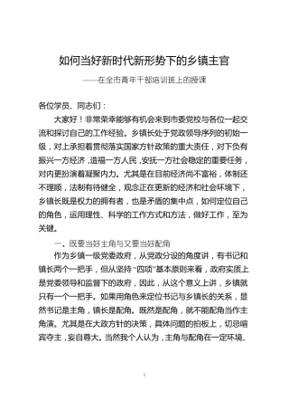 公文写作：如何当好乡镇一把手授课