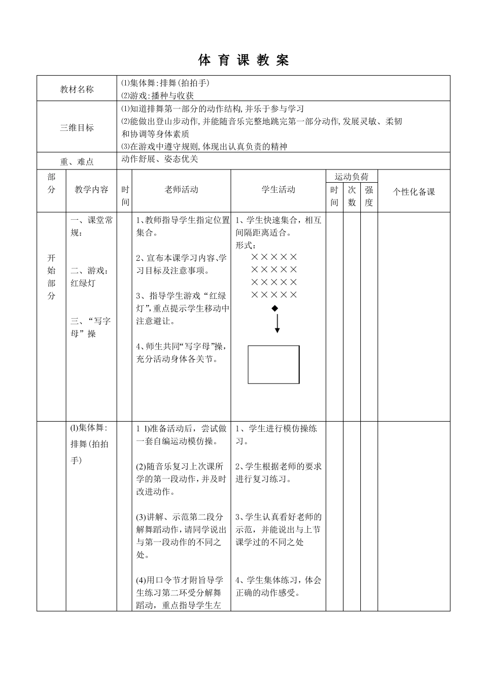 六年级体育教案-韵律舞蹈单元_第3页