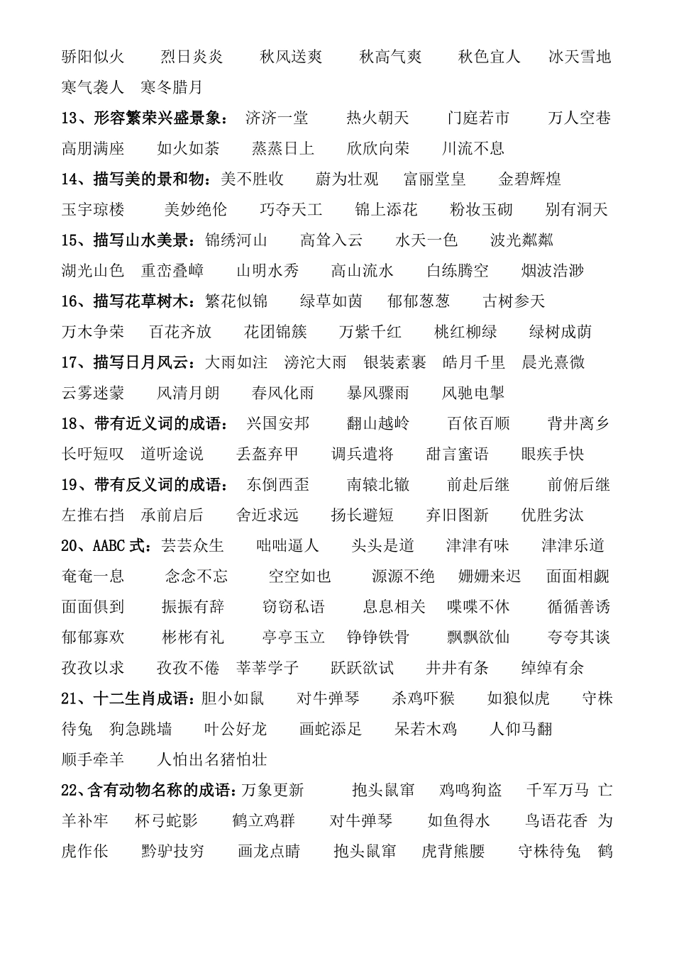 六年级成语归类大全新_第2页