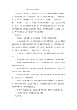 六年级数学下册课程纲要
