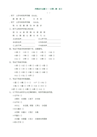 六年级毕业复习汉字拼音练习