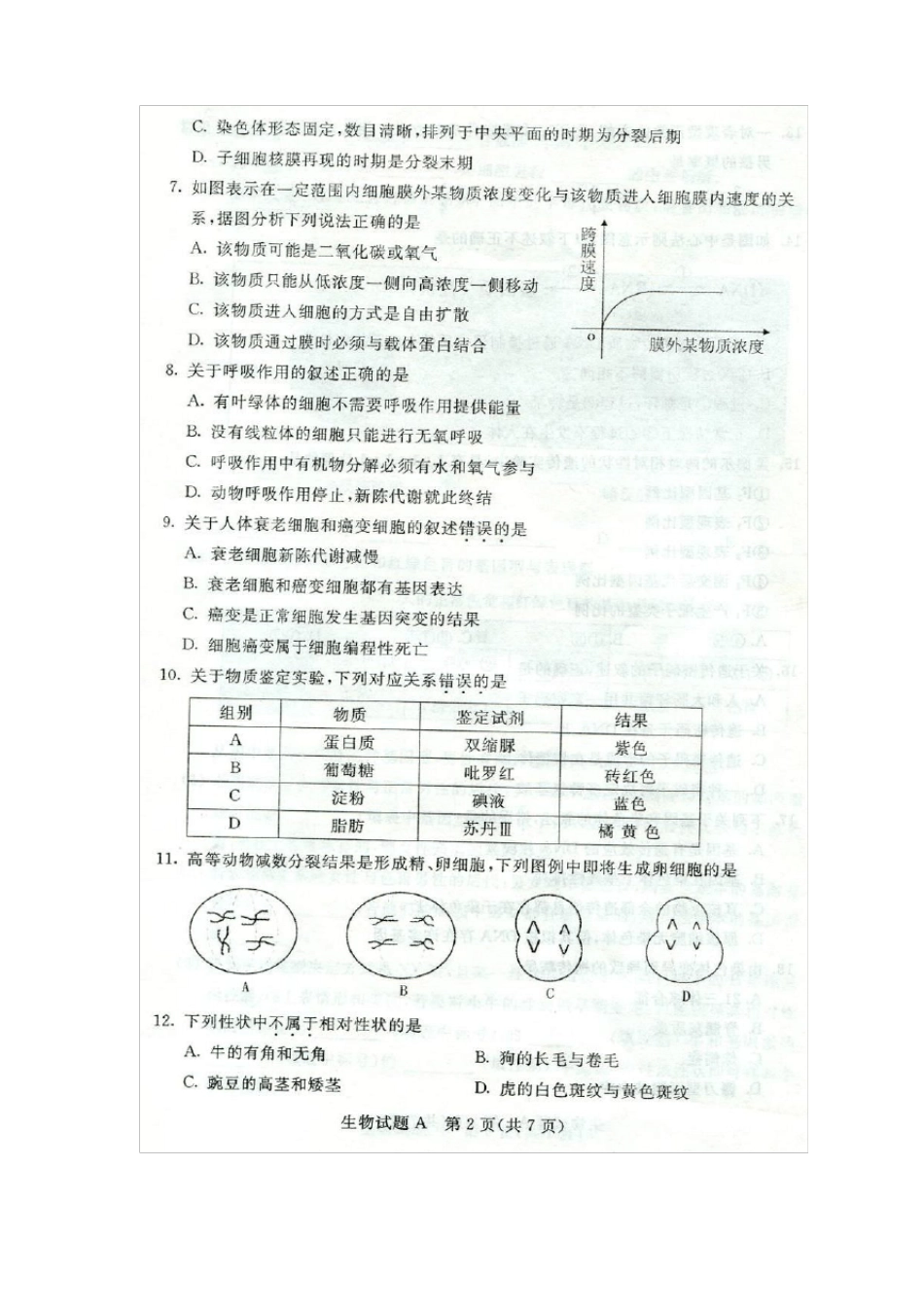 内蒙古2015年生物学业水平测试卷_第2页