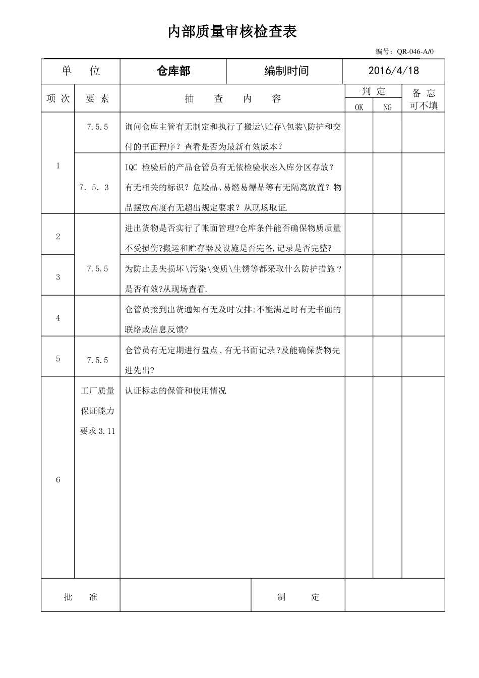 内部质量审核检查表_第2页