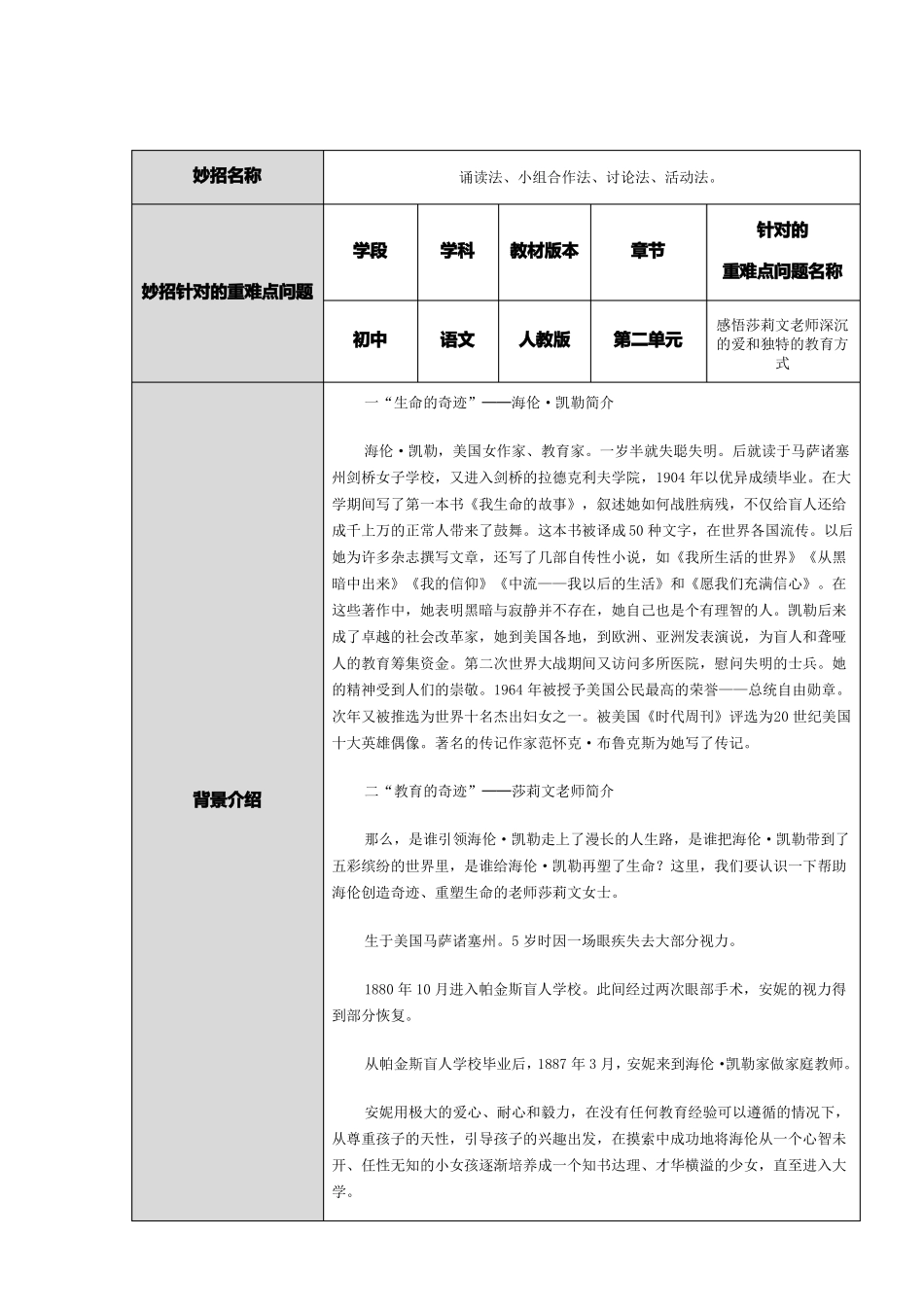 再塑生命的人重难点妙招设计单_第1页