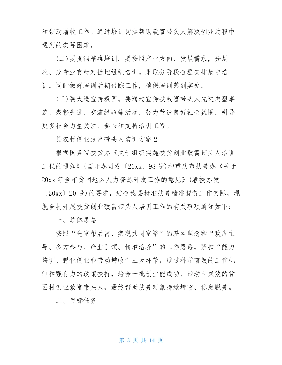 农村创业致富带头人培训方案3篇_第3页
