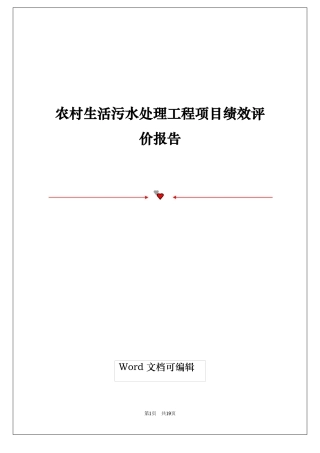 农村生活污水处理工程项目绩效评价报告