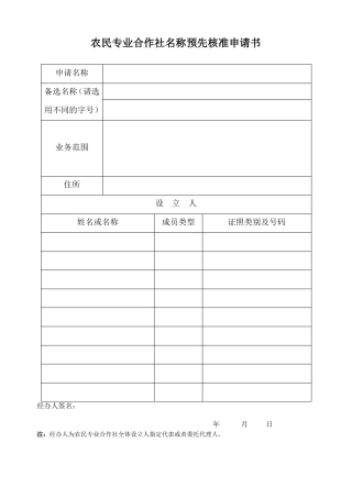 农民专业合作社文本纯表格