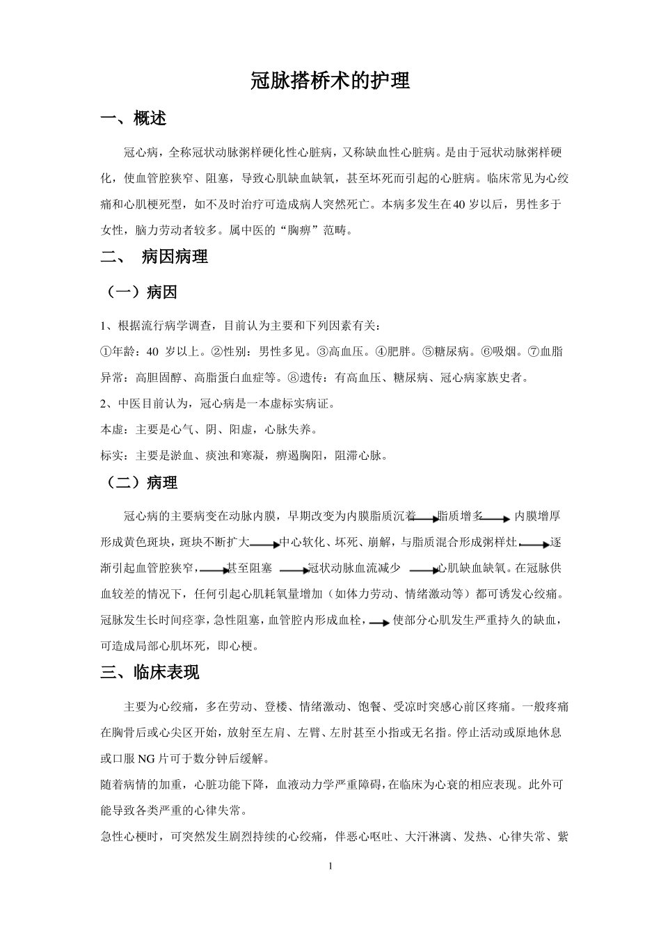 冠脉搭桥术的护理_第1页