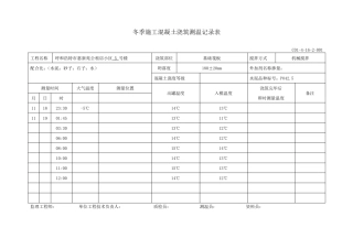 冬季施工混凝土浇筑测温记录表91478