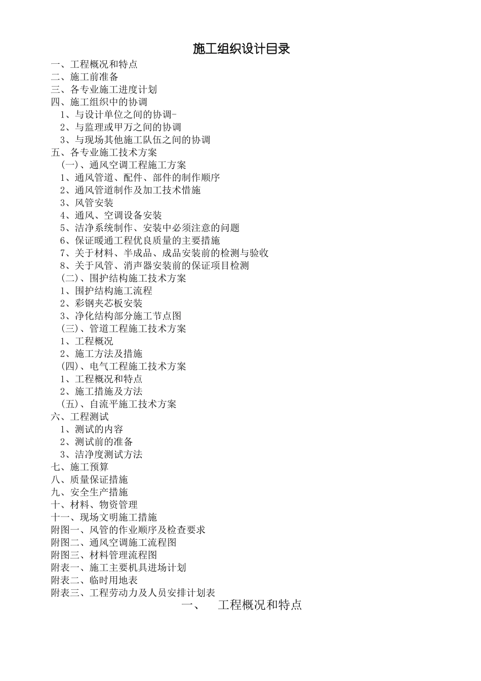 净化空调施工组织设计_第1页