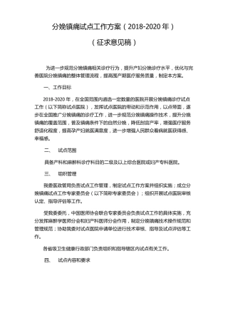 分娩镇痛试点工作方案