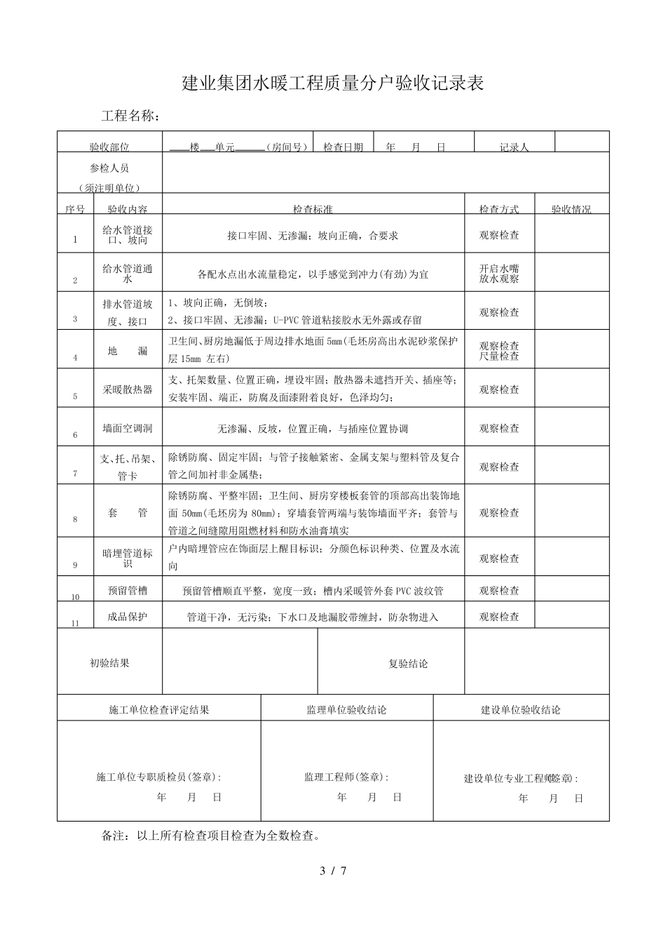 分户验收检查表格模板_第3页