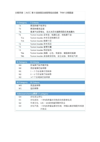 分期手册AJCC第8版食管及食管胃结合部癌TNM分期图谱