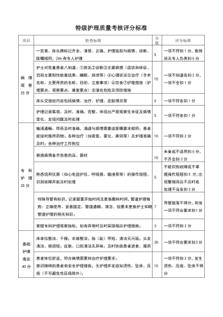 分级护理检查表格
