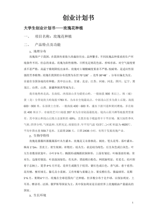 创业计划书-玫瑰种植