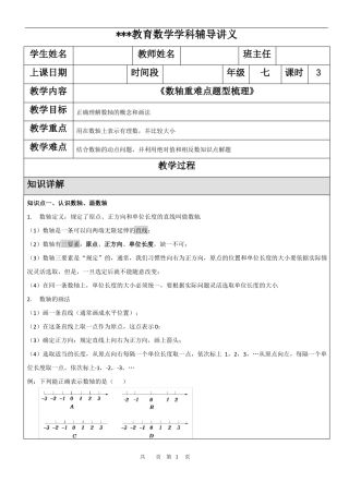 初一-数轴重难点题型归纳