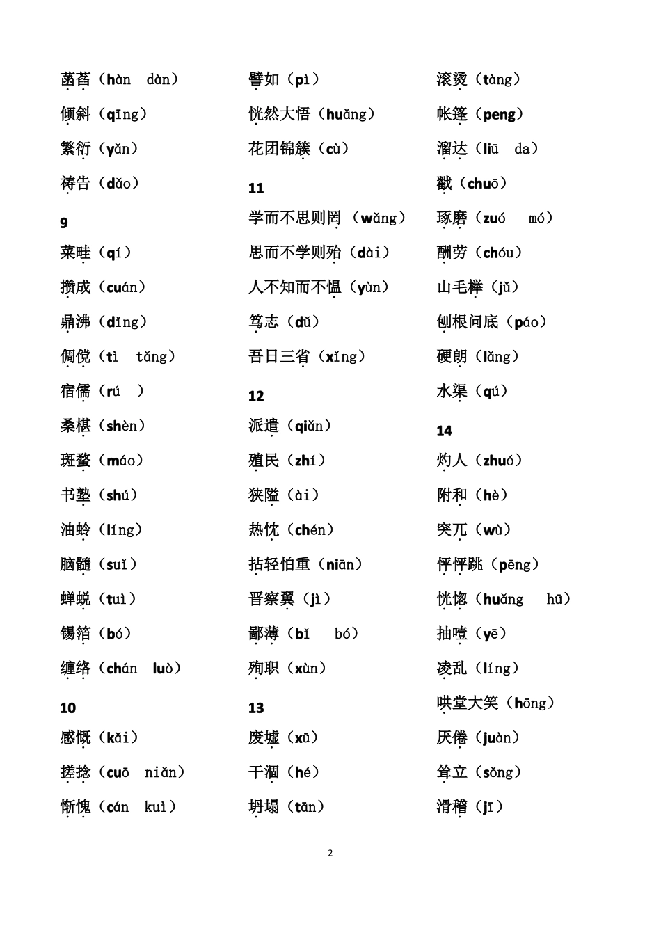 初一上册生字词积累_第2页