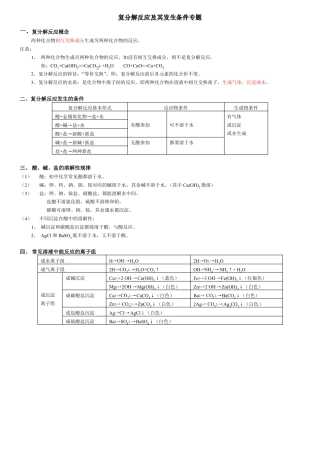 初三化学复分解反应专题