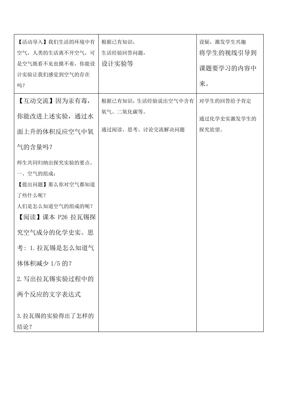 初三化学空气教学设计_第2页