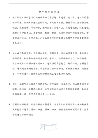 初三毕业生评语