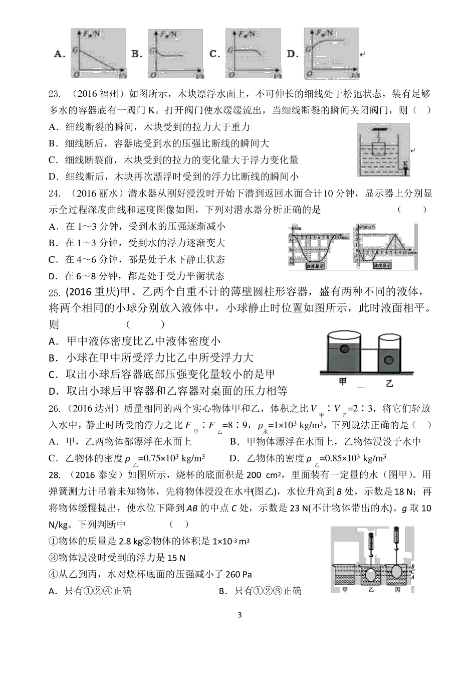 初三浮力习题整理_第3页