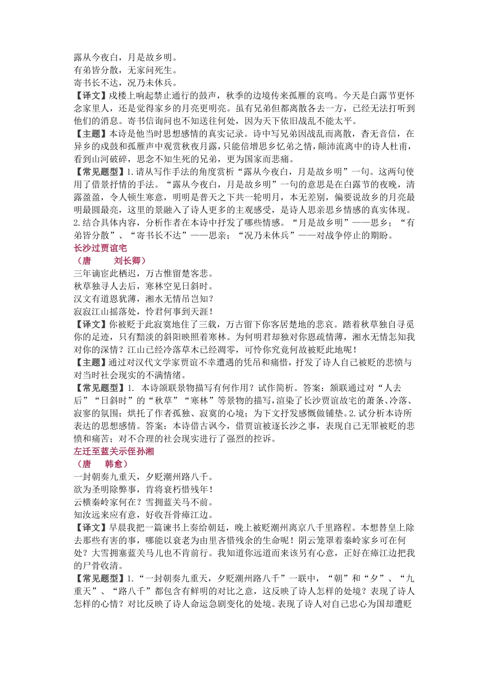 初中九年级语文上下册课内外古诗词赏析大全_第3页