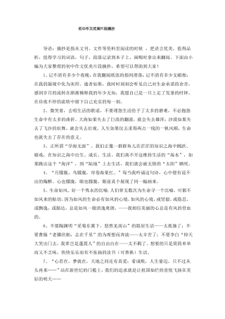 初中作文优美片段摘抄